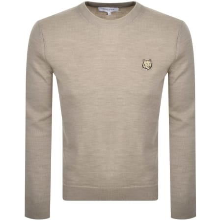 Product Image for Maison Kitsune Fox Head Knit Jumper Beige