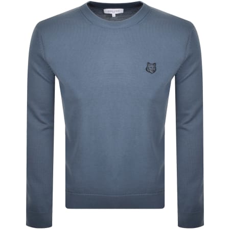 Product Image for Maison Kitsune Fox Head Knit Jumper Blue