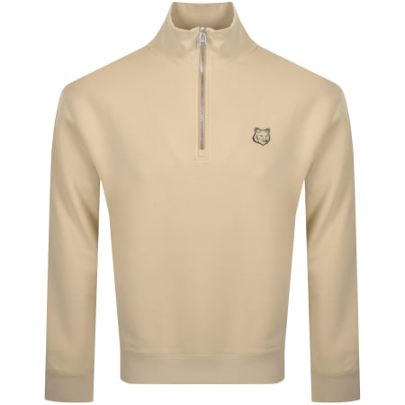 Product Image for Maison Kitsune Half Zip Sweatshirt Beige