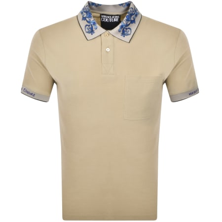 Product Image for Versace Jeans Couture Baroque Collar Polo Beige
