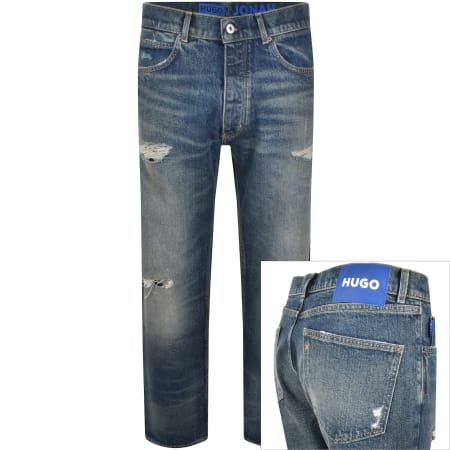 Product Image for HUGO Blue Straight Fit Jonah Mid Wash Jeans Navy