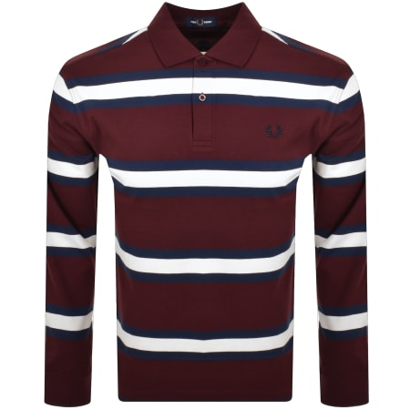 Product Image for Fred Perry Stripe Polo T Shirt Burgundy