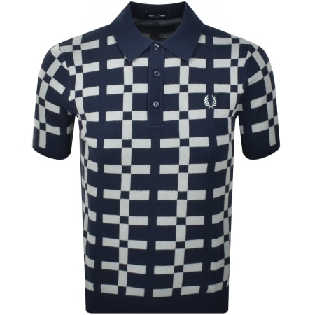 Product Image for Fred Perry Geometric Knit Polo Shirt Tennis Blue