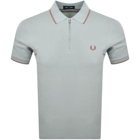 Product Image for Fred Perry Textured Zip Neck Polo Silver Blue