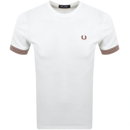 Product Image for Fred Perry Striped Cuff T Shirt Cream