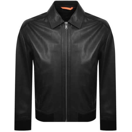 Product Image for BOSS Joloco Leather Bomber Jacket Black