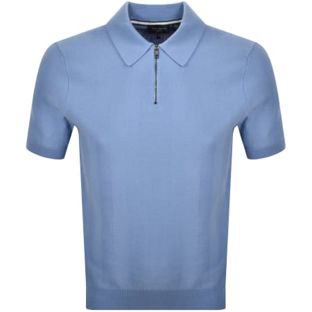 Product Image for Ted Baker Fourd Herringbone Zip Polo T Shirt Blue
