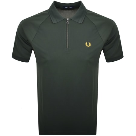 Product Image for Fred Perry Quarter Zip Polo T Shirt Green