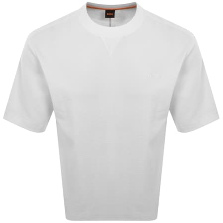 Product Image for BOSS Waffle Cotton Logo T Shirt White