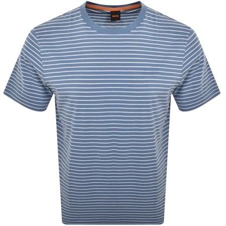 Product Image for BOSS Tales Stripe Logo T Shirt Blue