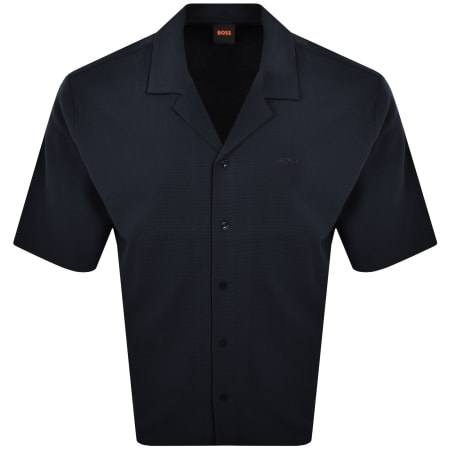 Product Image for BOSS Waffle Oversized Shirt Navy