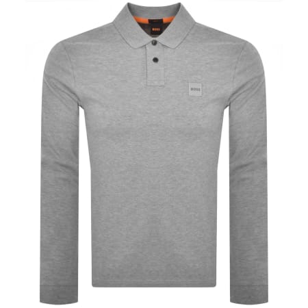 Product Image for BOSS Long Sleeve Passerby Polo T Shirt Grey