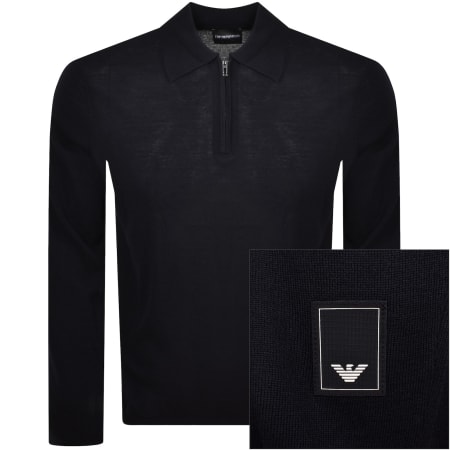 Product Image for Emporio Armani Quarter Zip Wool Jumper Navy
