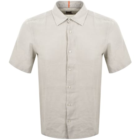 Product Image for BOSS Rash 2 Short Sleeved Linen Shirt Beige