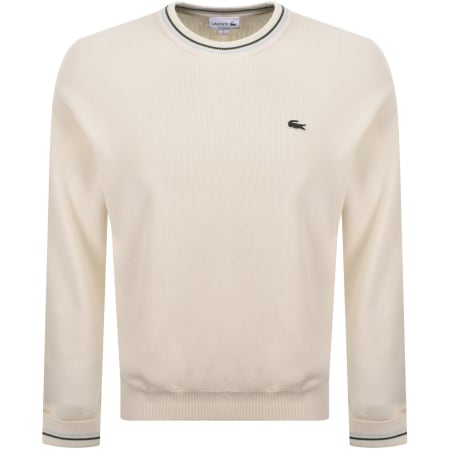 Product Image for Lacoste Tipped Crew Neck Knit Jumper Cream