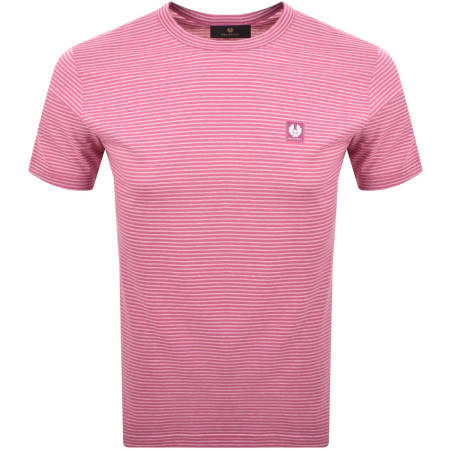 Product Image for Belstaff Micro Striped T Shirt Magenta Pink