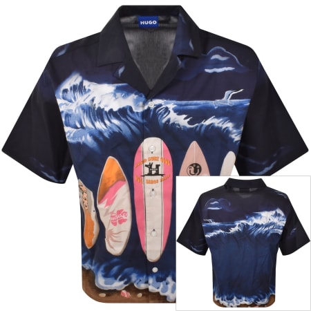 Product Image for HUGO Blue Eligino Short Sleeve Shirt Navy
