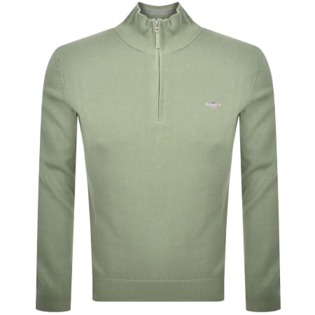 Product Image for Gant Half Zip Knit Jumper Kalamata Green