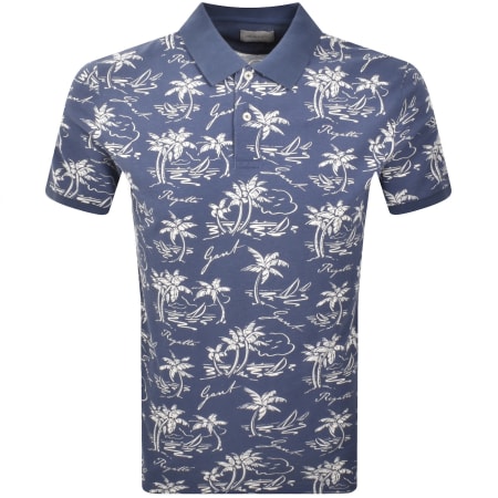 Product Image for Gant Island Print Polo T Shirt Dusty Navy