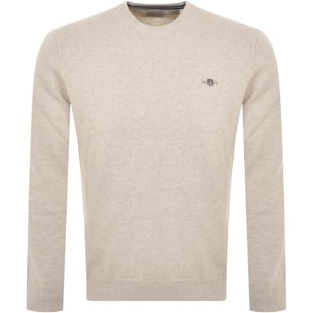 Product Image for Gant Classic Cotton Crew Neck Knit Jumper Beige