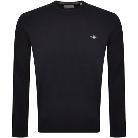 Product Image for Gant Classic Cotton Crew Neck Knit Jumper Navy