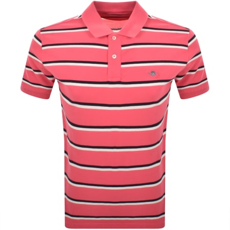 Product Image for Gant Striped Polo T Shirt Watermelon Pink