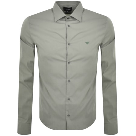 Product Image for Emporio Armani Logo Long Sleeve Shirt Green