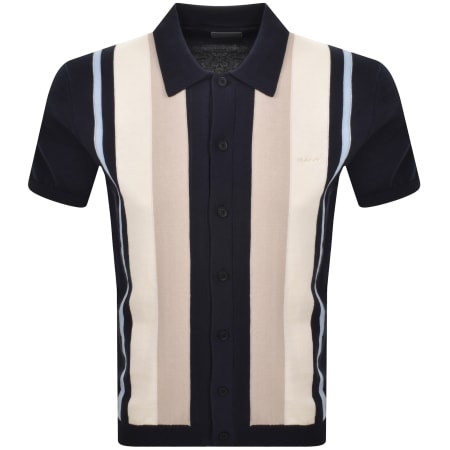 Product Image for Gant Colour Block Knit Polo T Shirt Evening Blue