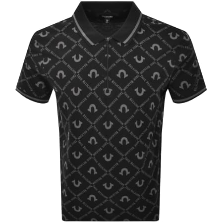 Product Image for True Religion AOP Zip Polo Jet Black