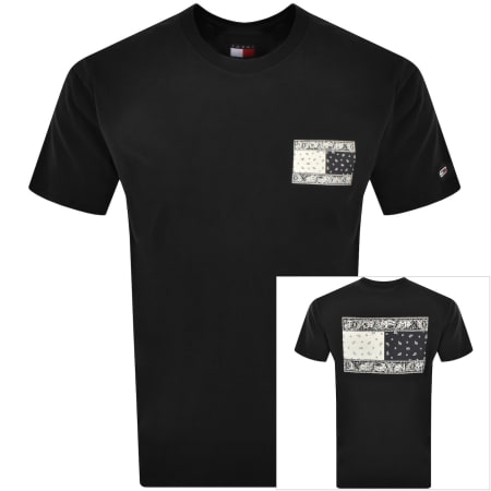 Product Image for Tommy Jeans Paisley Flag Logo T Shirt Black