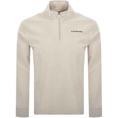 Product Image for G Star Half Zip Chequered Tweeter Sweatshirt Beige