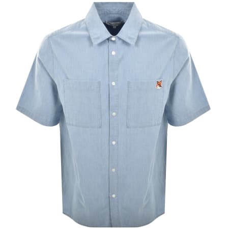 Product Image for Maison Kitsune Relaxed Short Sleeve Shirt Blue