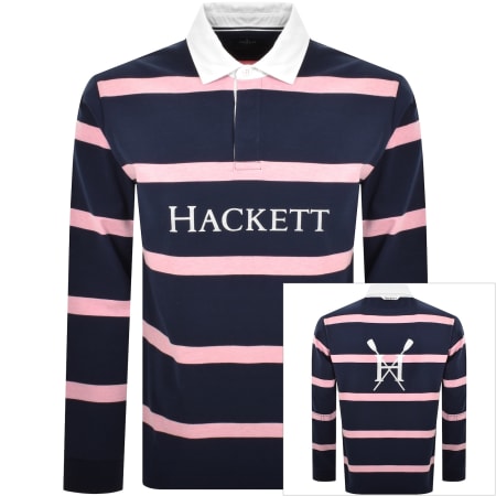 Product Image for Hackett Striped Polo T Shirt Ink Blue