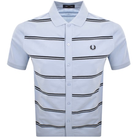 Product Image for Fred Perry Stripe Button Through Polo T Shirt Blue