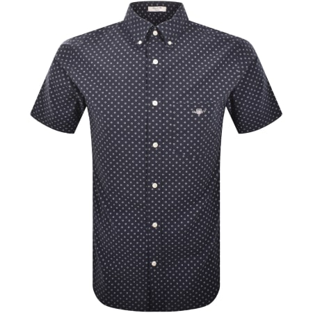 Product Image for Gant Micro Print Short Sleeved Shirt Evening Blue