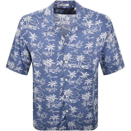 Product Image for Gant Island Print Short Sleeved Shirt Dusty Navy