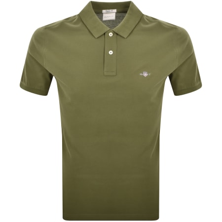 Product Image for Gant Regular Fit Shield Pique Polo T Shirt Green
