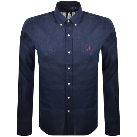 Product Image for Ralph Lauren Linen Long Sleeve Shirt Navy