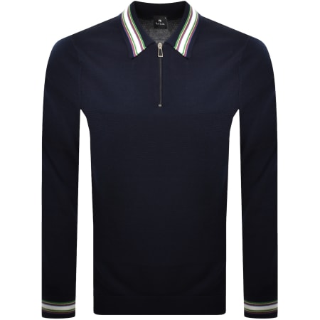 Product Image for Paul Smith Half Zip Polo T Shirt Navy