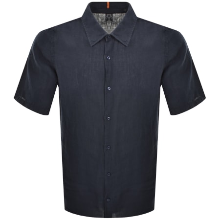 Product Image for BOSS Rash 2 Short Sleeved Linen Shirt Navy