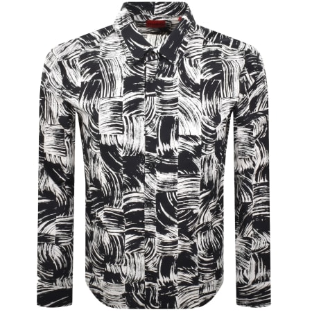Product Image for HUGO Long Sleeved Ermo Shirt White And Black