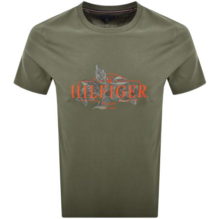 Product Image for Tommy Hilfiger Tropical Floral T Shirt Green