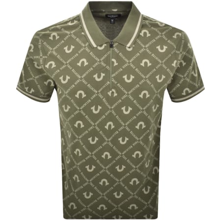 Product Image for True Religion AOP Zip Polo Green