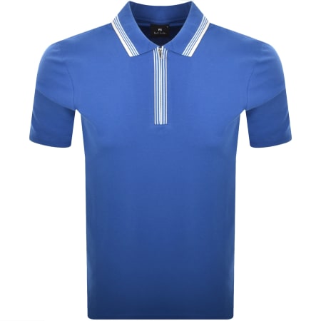 Product Image for Paul Smith Half Zip Polo T Shirt Blue