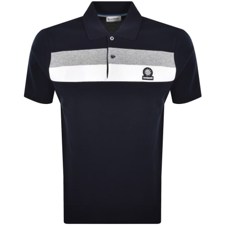 Product Image for Sandbanks Jacquard Stripe Polo T Shirt Navy