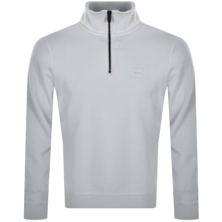 Product Image for BOSS Zetrust Quarter Zip Sweatshirt Light Grey