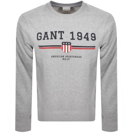 Product Image for Gant Graphic Crew Neck Sweatshirt Grey