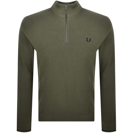 Product Image for Fred Perry Half Zip Waffle Knit Jumper Green