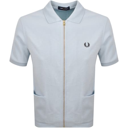 Product Image for Fred Perry Zip Through Waffle Polo Shirt Blue