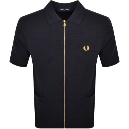 Product Image for Fred Perry Zip Through Waffle Polo Shirt Navy